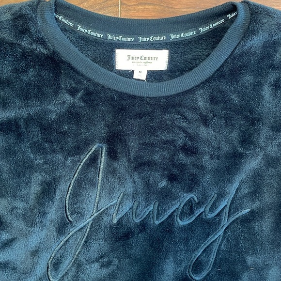 NWT Juicy Couture Black and Pink Fleece Cheetah Print Cropped Long Sleeve Shirt - Picture 5 of 9